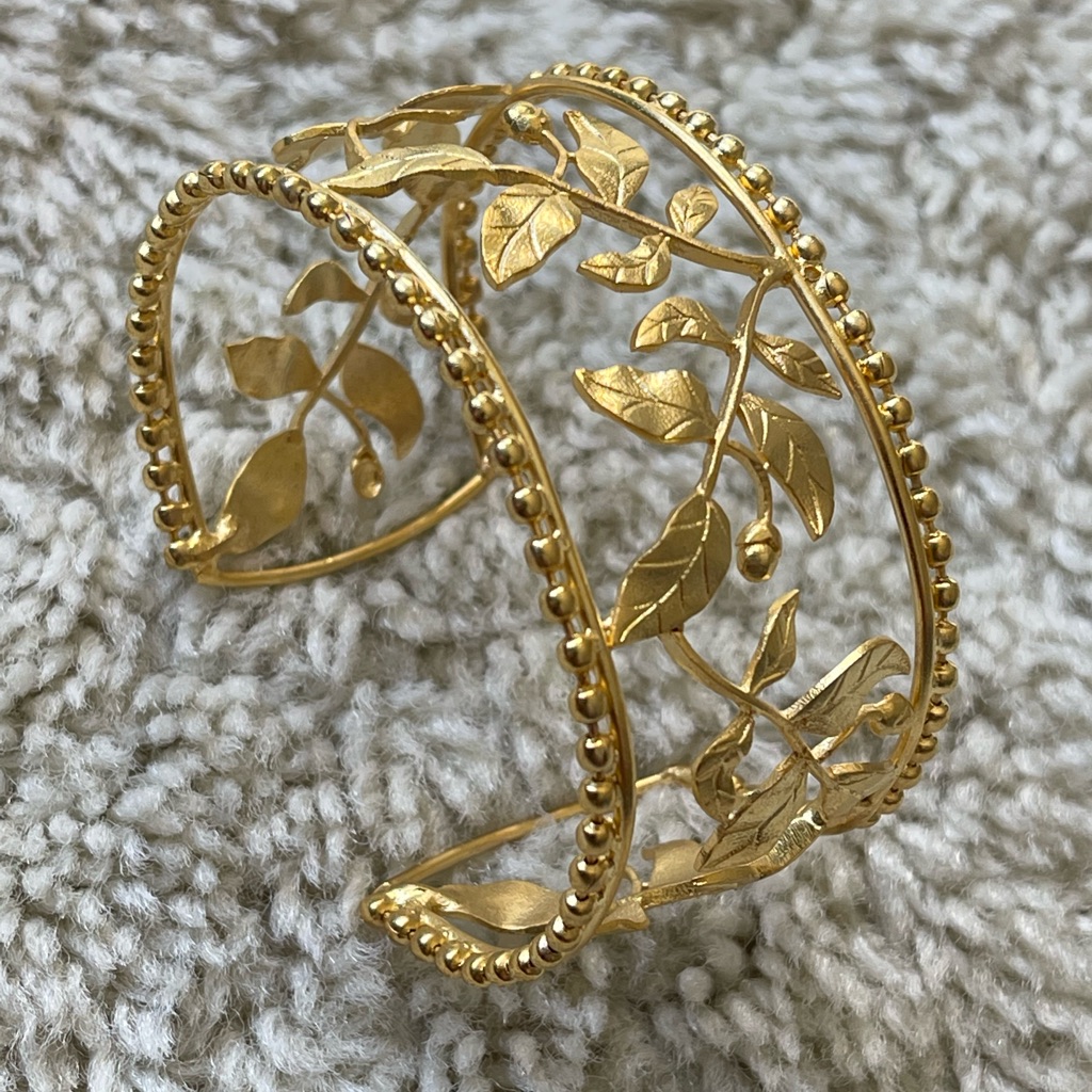 Gold Finish Ball Chain Cuff Bracelet
